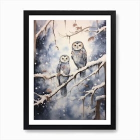 Winter Watercolour Owl 1 Art Print