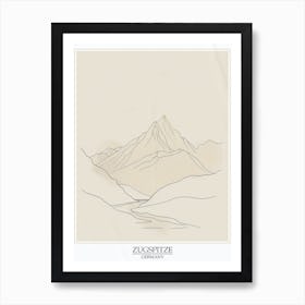 Zugspitze Germany Color Line Drawing Drawing 4 Poster Art Print