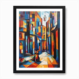 Painting Of London With A Cat In The Style Of Cubism, Picasso Style 4 Art Print