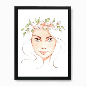 Woman With A Flower Crown Art Print