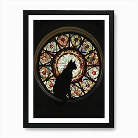 Cat In Stained Glass Window 1 Art Print