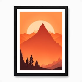 Misty Mountains Vertical Composition In Orange Tone 144 Art Print
