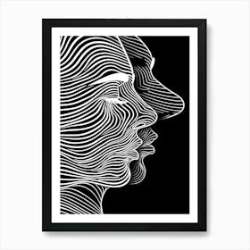 Minimalist Portrait Line Black And White Woman 4 Art Print