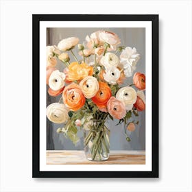 Ranunculus Flower Still Life Painting 2 Dreamy Art Print