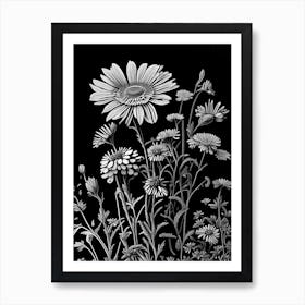 Helenium Wildflower Linocut 1 Art Print