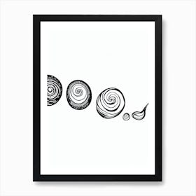 Snails Black & White Drawing Art Print