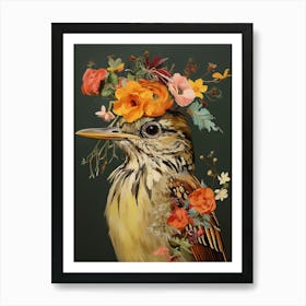 Bird With A Flower Crown Hermit Thrush 3 Art Print