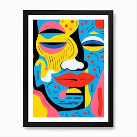 Abstract Pop Art Geometric Colourful Face 5 Art Print