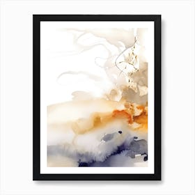 Watercolour Abstract White And Orange 2 Art Print