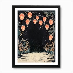 Lanterns In The Night Art Print