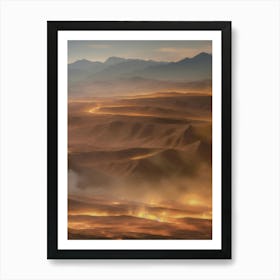 Flaming Desert Landscape Art Print