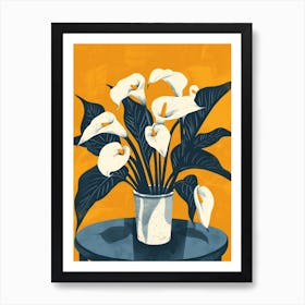 Calla Lily Flowers On A Table   Contemporary Illustration 2 Art Print