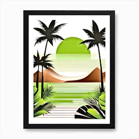 Tropical Landscape With Palm Trees 2 Art Print