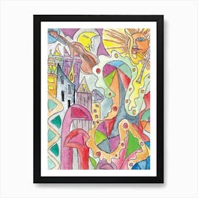 Abstract City of Music and Seasons Art Print