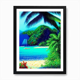 Tobago Pointillism Style Tropical Destination Art Print