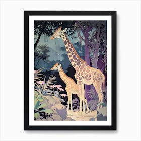 Sweet Giraffe Colourful Illustration 1 Art Print