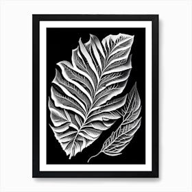 Birch Leaf Linocut 2 Art Print