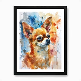 Chihuahua Watercolor Painting 3 Art Print