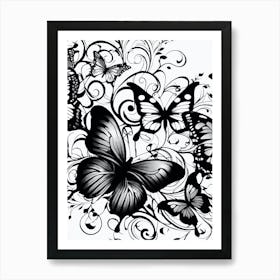 Black And White Butterflies 15 Art Print