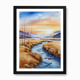 Sunset By The River 2 Art Print