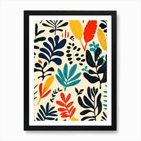 Seamless Pattern With Colorful Leaves 4 Art Print