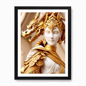 Golden Dragon Statue Art Print