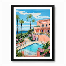 The Resort At Pelican Hill   Newport Beach, California   Resort Storybook Illustration 2 Art Print