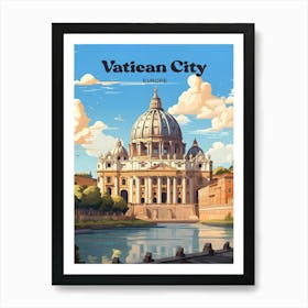 Vatican City Europe Pope Travel Art Illustration Art Print