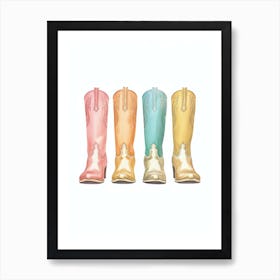 Cowgirl Boots Pastel 1 Art Print