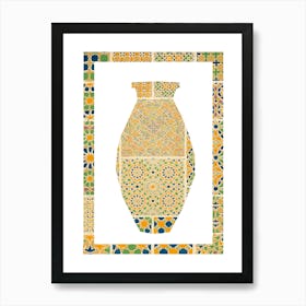 Vintage Yellow Vase with border artwork Poster