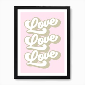 Love Love Love Retro Pastel Pink Art Print