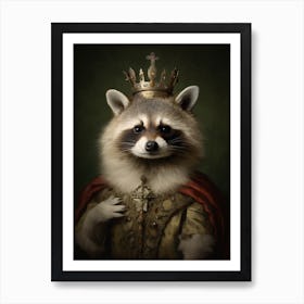 Vintage Portrait Of A Tanezumi Raccoon Wearing A Crown 2 Art Print