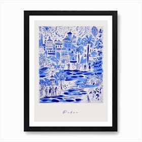 Padua Italy Blue Drawing Poster Art Print