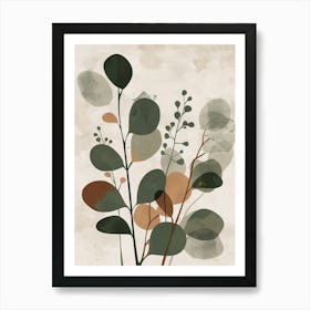 Eucalyptus Tree Minimal Japandi Illustration 4 Affiche