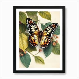 Butterfly On A Leaf Art Print