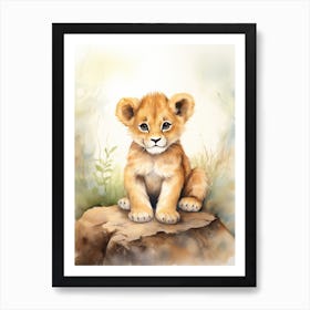 Colouring Watercolour Lion Art Painting 4 Art Print