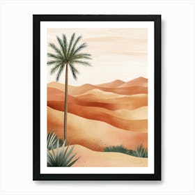 Desert Landscape With Palm Tree Poster