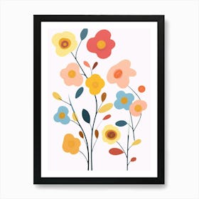 Flowers On A White Background Art Print