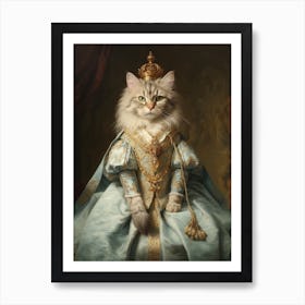 Cat With A Crown Rococo Style  6 Art Print