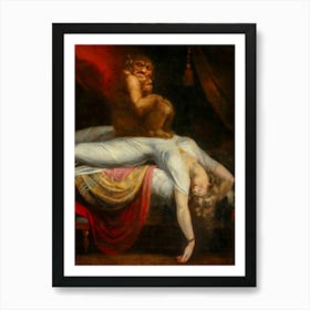 The Nightmare 1781 by Henri Fuseli | Sleep Paralysis Demon Antique Painting in HD Art Print