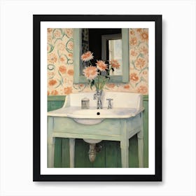 Bathroom Vanity Painting With A Chrysanthemum Bouquet 1 Art Print