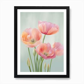 Bunch Of Tulips Flowers Acrylic Painting In Pastel Colours 3 Art Print