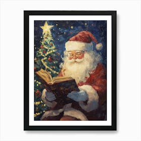 Santa Reading A Book Poster