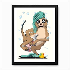 Naked Meerkat in the Bathroom Art Print