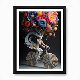 Flower Girl On A Bicycle Art Print