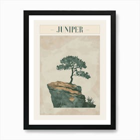 Juniper Tree Minimal Japandi Illustration 3 Poster Art Print