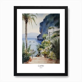 Capri Watercolour Travel Poster 2 Art Print