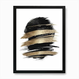 Black And Gold Brush Strokes 6 Art Print