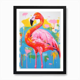 Colourful Bird Painting Greater Flamingo 1 Art Print