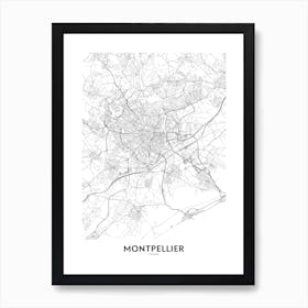 Carte de Montpellier poster minimaliste pour salon